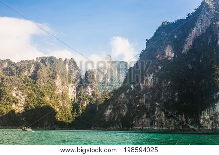 The beautiful lake at Cheow Lan Dam Ratchaprapha Dam, Khao Sok National Park, Thailand.