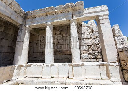 Ancient city Sagalassos ruins columns and big stones