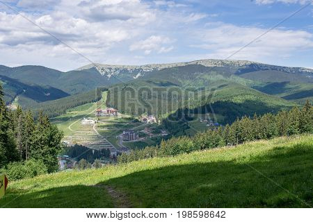 View Of Carpathians Mountains With Recreation Facility