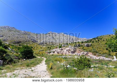 ruins of ancient city Sagalassos in mountains in Anatolia Turkey