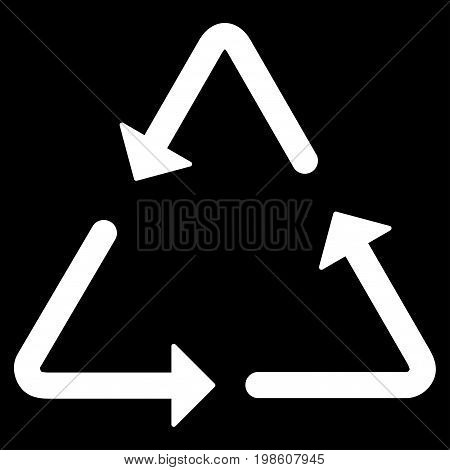 Recycling Triangle vector icon. Flat white symbol. Pictogram is isolated on a black background. Designed for web and software interfaces.