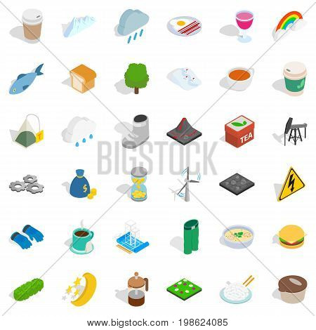 Winter drink icons set. Isometric style of 36 winter drink vector icons for web isolated on white background