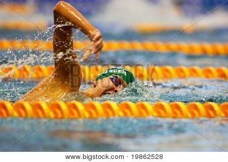 VIENNA, AUSTRIA - FEBRUARY 28: Indoor swimming championship: Gottfried Eisenberger places fifteenth in the men's 200m freestyle event February 28, 2009 in Vienna, Austria.