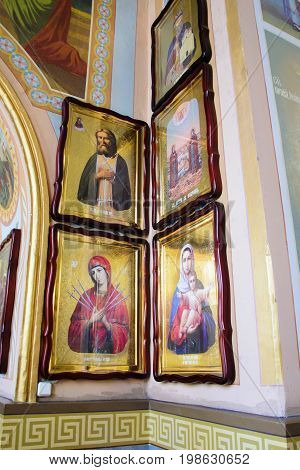 Alchevsk, Ukraine - April 28, 2017: Wedding Ceremony For Newlyweds In The Church