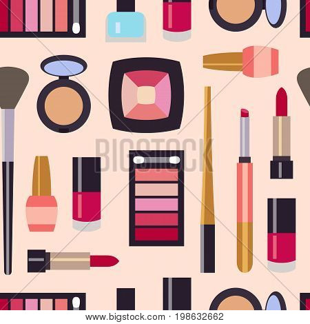 Vector beauty fashoin decorative cosmetics pattern seamless