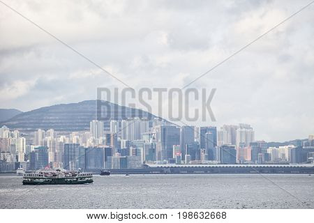 HONG KONG â JULY 17, 2017: Victoria harbour and city in background