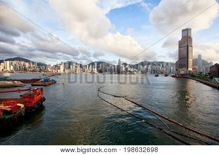 HONG KONG â JULY 17, 2017: Victoria harbour and city in background