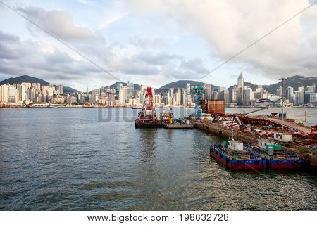 HONG KONG â JULY 17, 2017: Victoria harbour and city in background