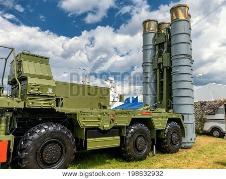 Moscow Region - July 21, 2017: The S-400 Triumf russian anti-aircraft weapon system at the International Aviation and Space Salon (MAKS).
