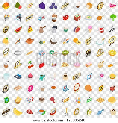 100 supermarket icons set in isometric 3d style for any design vector illustration
