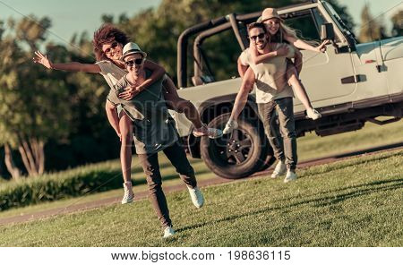 Friends Travelling By Car