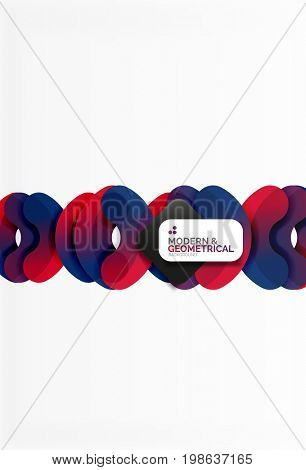 Abstract color geometric round shapes on white - elements with shadow, colorful composition