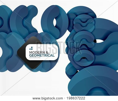 Abstract color geometric round shapes on white - elements with shadow, colorful composition