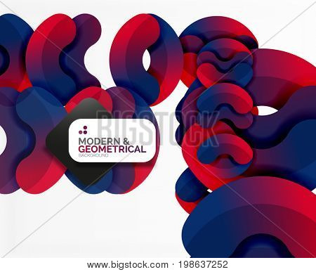 Abstract color geometric round shapes on white - elements with shadow, colorful composition
