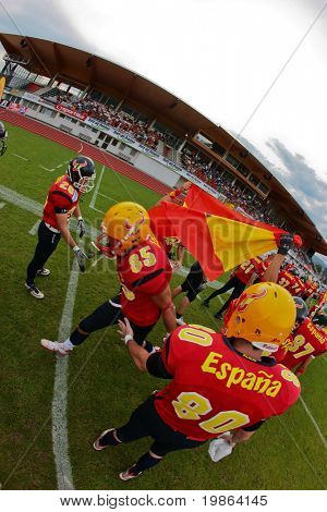 WOLFSBERG, AUSTRIA - agosto American Football B-CE: TE Daniel Vilches (#80, Spagna) e la sua squadra perde