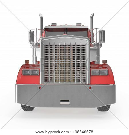 Truck with Double Drop Trailer on white background. 3D illustration, clipping path
