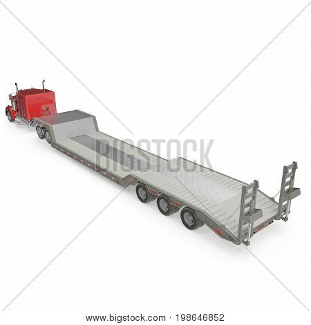 Truck with Double Drop Trailer on white background. 3D illustration, clipping path