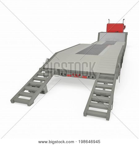 Truck with Double Drop Trailer on white background. 3D illustration, clipping path