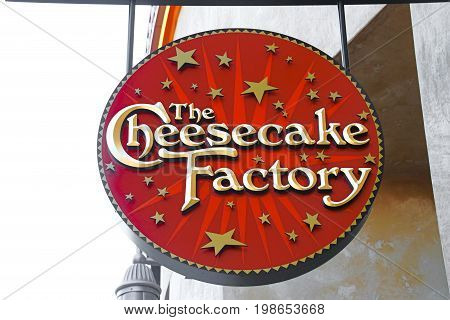LAS VEGAS, NEVADA - October 11, 2016: the Cheesecake factory Logo On Store Front Sign in the famous Premium outlet North at Las Vegas,NV.