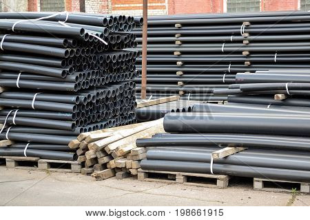 Black plastic pipes. Manufacture of plastic pipes