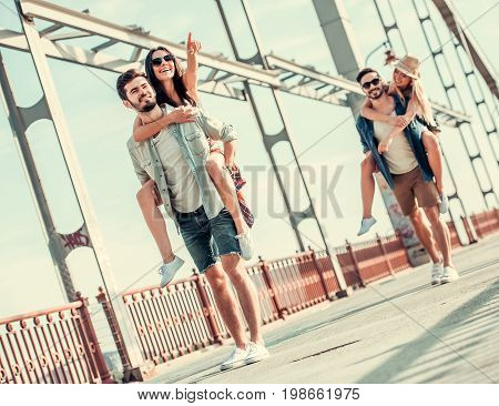 Young People Walking Outdoors