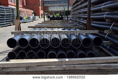 Black plastic pipes. Manufacture of plastic pipes