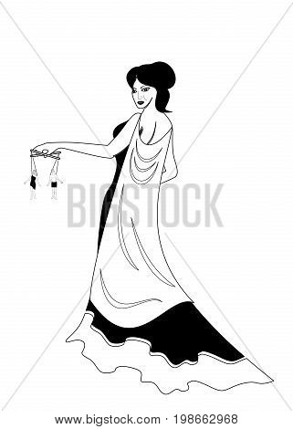 Illustration with a woman on the theme of manipulation.