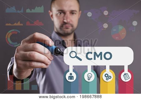 Business, Technology, Internet And Network Concept. Young Businessman Working On A Virtual Screen Of