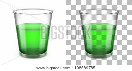 Wider top glass tumbler with a sloped sides and a thick base for various drinks isolated on white and transparent backgrounds. Realistic vector illustration.