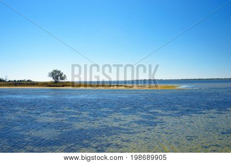 Black Sea foreland landscape. Regional Landscape Park of Kinburn Foreland.