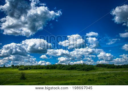 clouds run on the summer sky in the first half of day