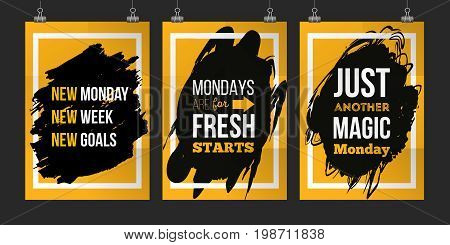 Monday Typography quote Set. Start of the week, new beggining. Can be used for poster, t-shirt, print, card, banner