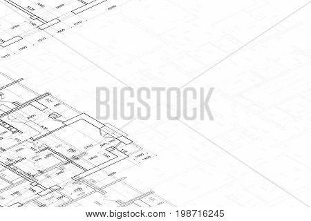 Part of abstract architectural project on the white background