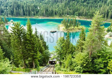 Caumasee In Switzerland Lake With Turquoise Water