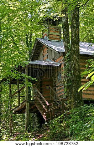 an old log church found deep in the woods
