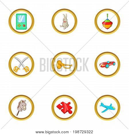 Toys icon set. Cartoon set of 9 toys vector icons for web isolated on white background