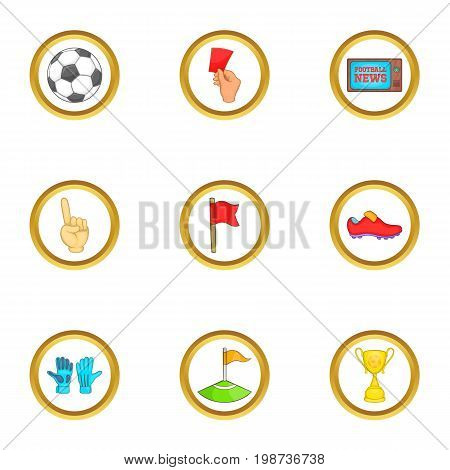Football news icons set. Cartoon set of 9 football news vector icons for web isolated on white background