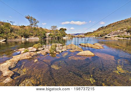 Casca Danta waterfall - High part - In the plateau (top of the mountain) Serra da Canastra National Park is a national park in the Canastra Mountains of the state of Minas Gerais Brazil.
