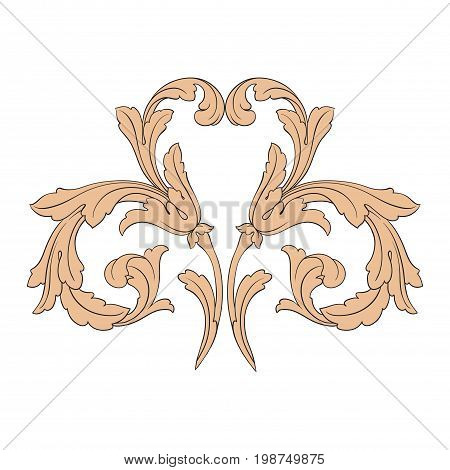 Vintage baroque frame scroll ornament engraving border floral retro pattern antique style acanthus foliage swirl decorative design element filigree calligraphy vector | damask - stock vector