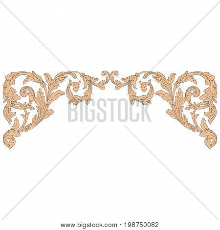 Vintage baroque frame scroll ornament engraving border floral retro pattern antique style acanthus foliage swirl decorative design element filigree calligraphy vector | damask - stock vector