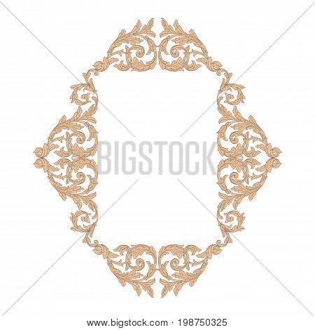 Vintage baroque frame scroll ornament engraving border floral retro pattern antique style acanthus foliage swirl decorative design element filigree calligraphy vector | damask - stock vector
