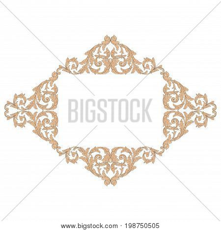 Vintage baroque frame scroll ornament engraving border floral retro pattern antique style acanthus foliage swirl decorative design element filigree calligraphy vector | damask - stock vector