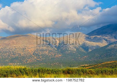 Beautiful Mountain Landscape Of Crete Near Malia, Greece