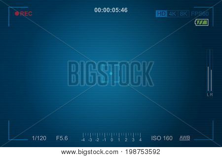 Video camera viewfinder template with exposure and camera settings