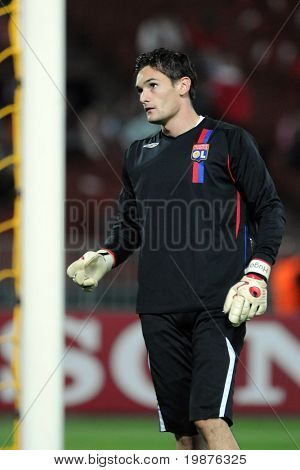 UEFA 챔피언스리그 축구 게임에 부다페스트-9 월 29 일: Hugo Lloris (리옹 골키퍼) 