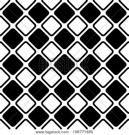 Seamless abstract black and white square grid pattern - halftone vector background graphic design from diagonal rounded squares