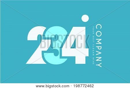 Number 234 Blue White Cyan Logo Icon Design
