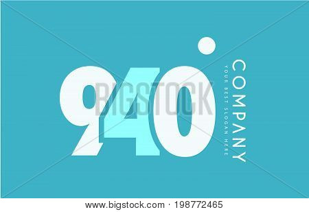 Number 940 Blue White Cyan Logo Icon Design
