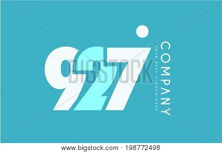 Number 927 Blue White Cyan Logo Icon Design