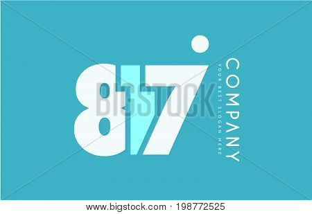Number 817 Blue White Cyan Logo Icon Design
